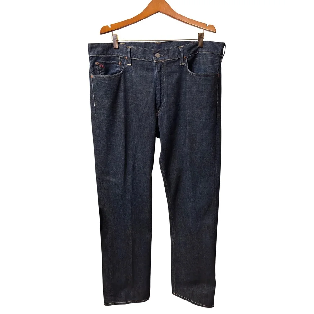 New Polo Ralph Lauren Jeans Mens 38/32 Dark Indigo Blue Excellent Straight Leg‎